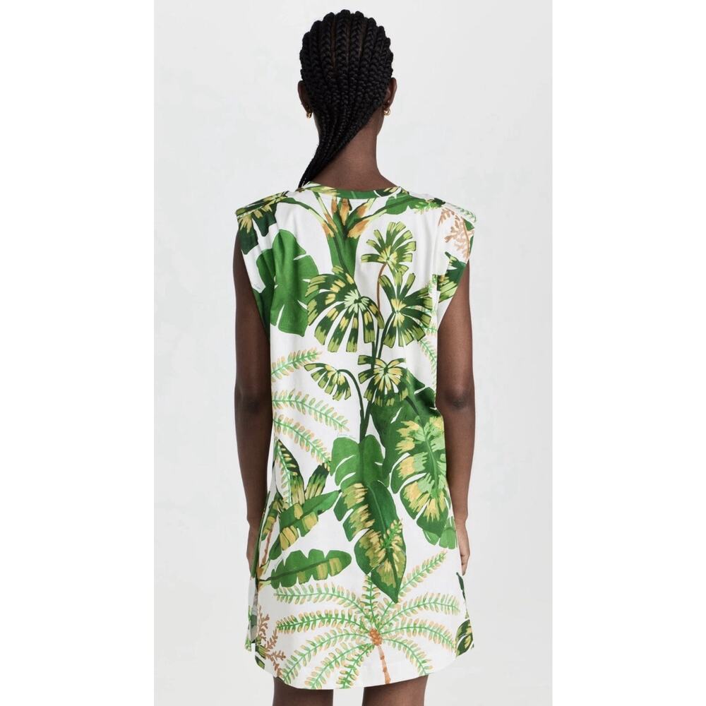 NWT Farm Rio Tropical Forest Off-White Shirt Dress Green Large Resort Cotton - Picture 2 of 16